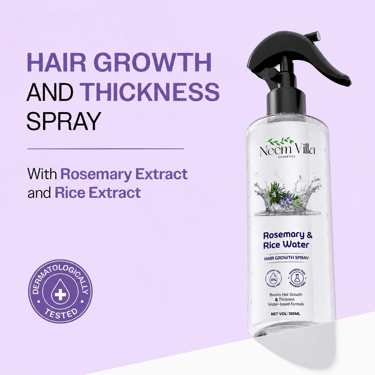 Neem Villa Rosemary & Rice Water Hair Growth Spray (100ml)