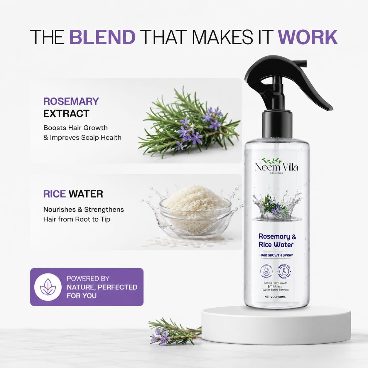 Neem Villa Rosemary & Rice Water Hair Growth Spray (100ml)