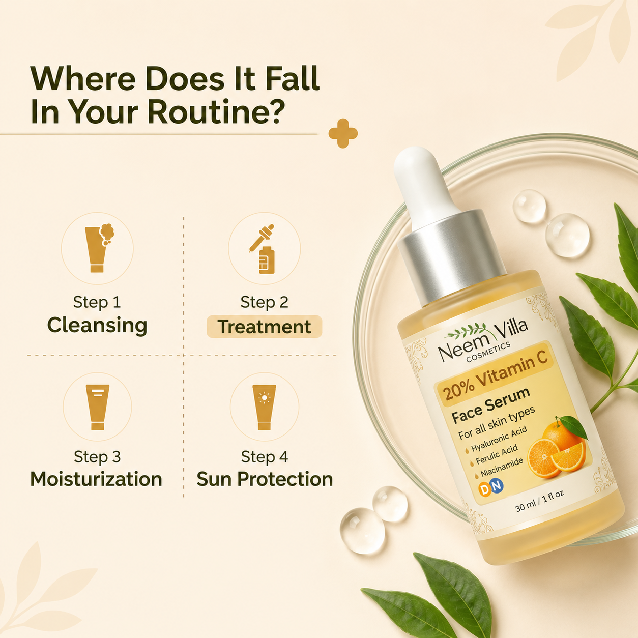 Neem Villa 20% Vitamin C Face Serum (30ml)