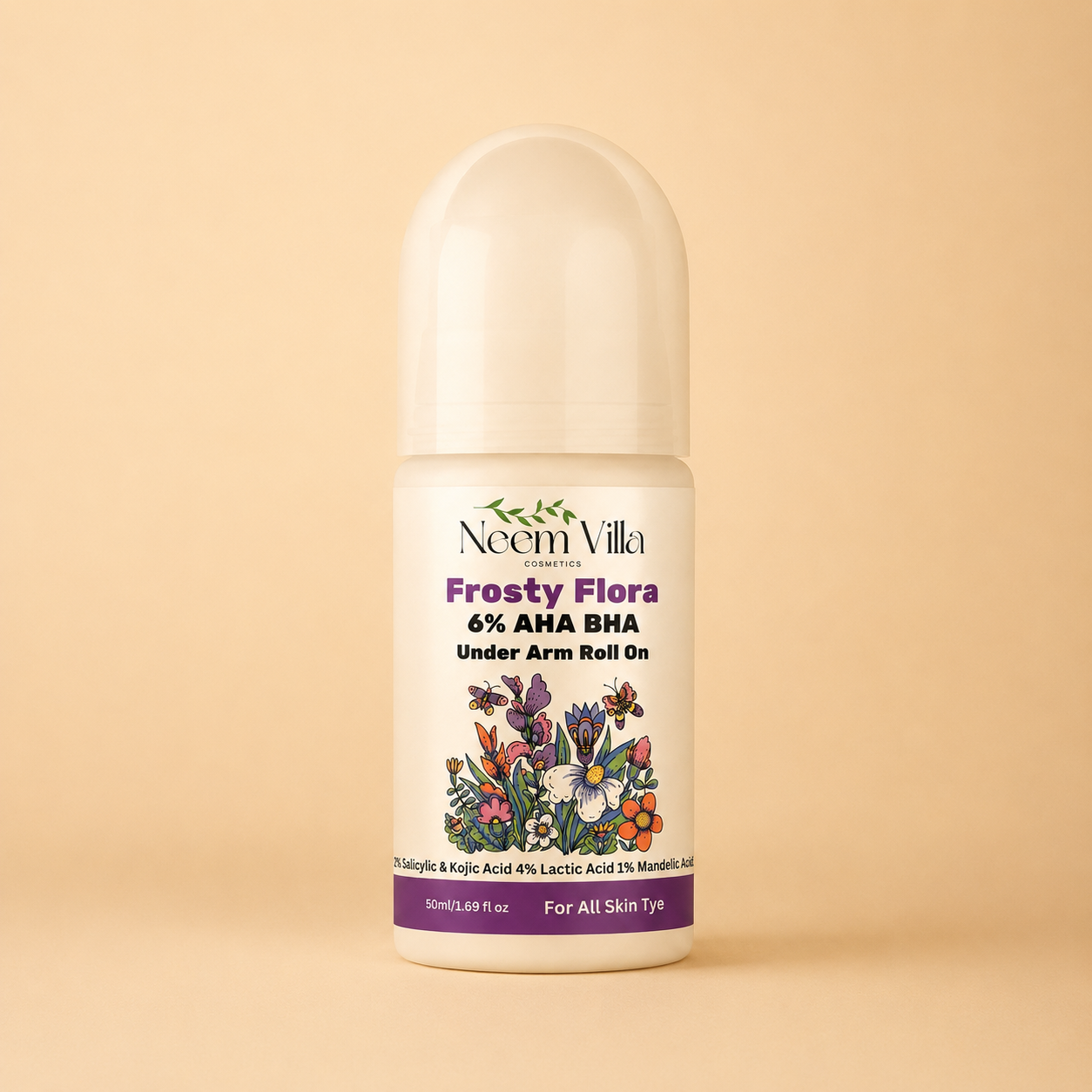 Neem Villa Frosty Flora 6% AHA BHA Under Arm Roll On (50ml)