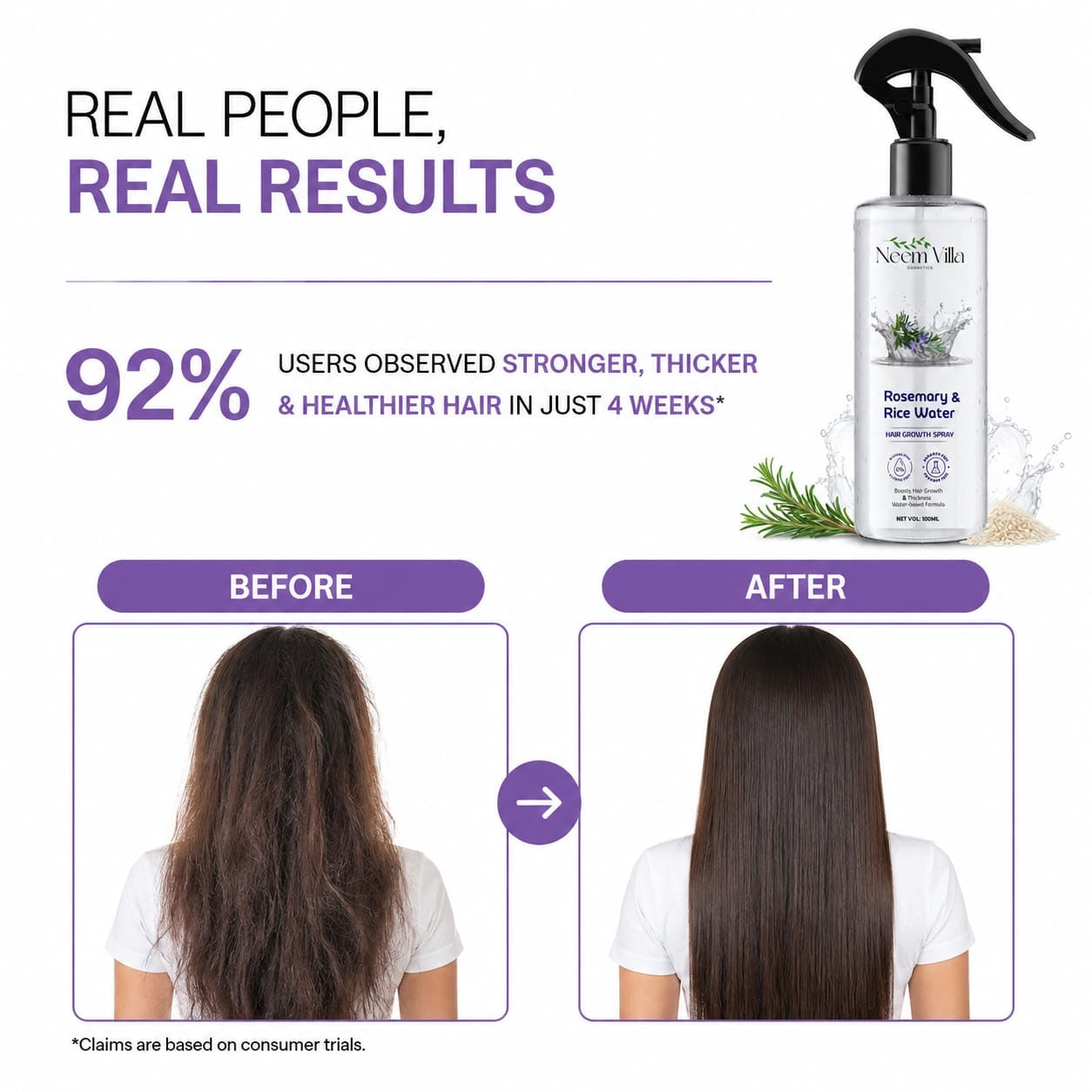 Neem Villa Rosemary & Rice Water Hair Growth Spray (100ml)